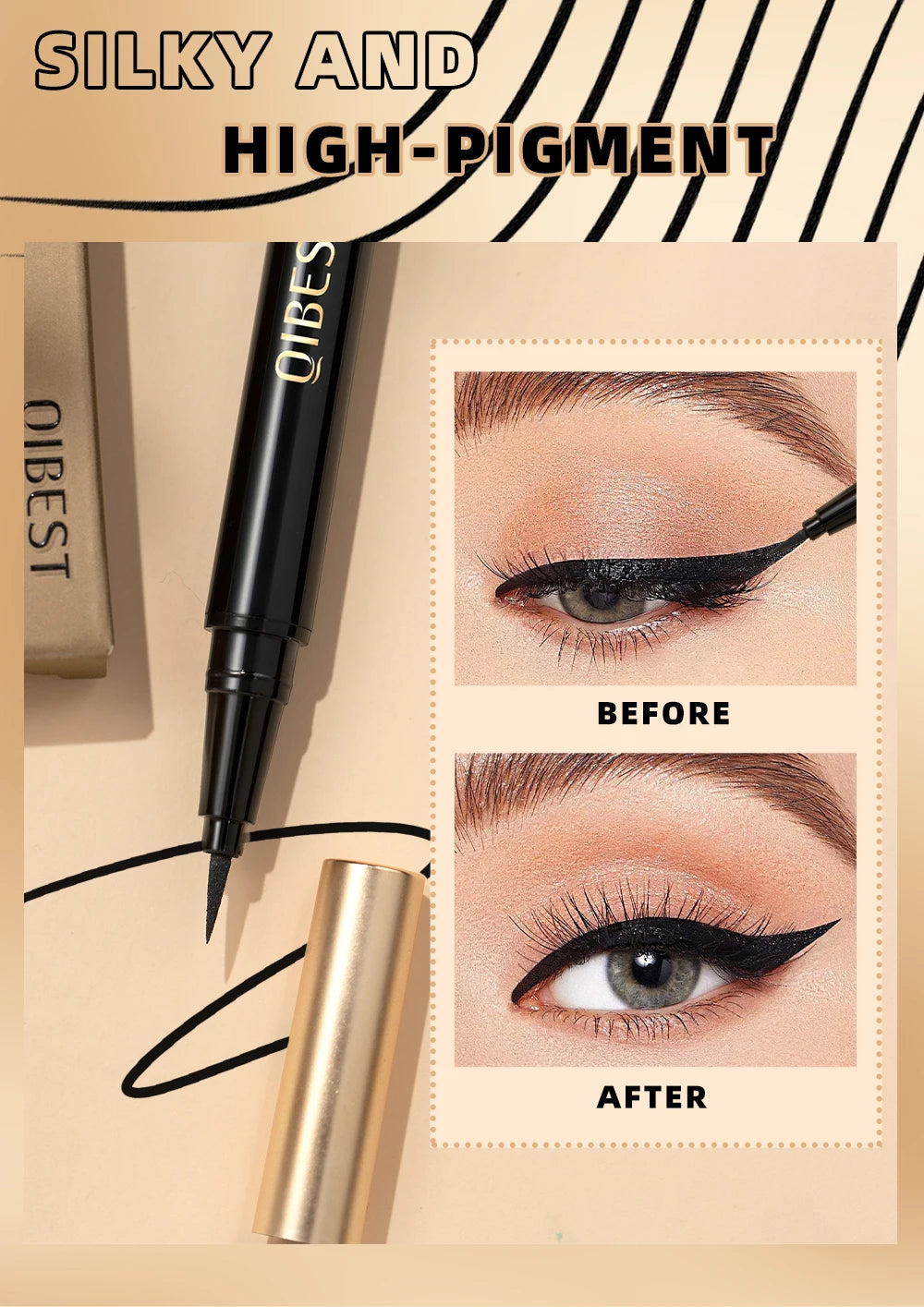 🖤 ​​PerfectLine Pro · Wasserfester schwarzer Eyeliner 